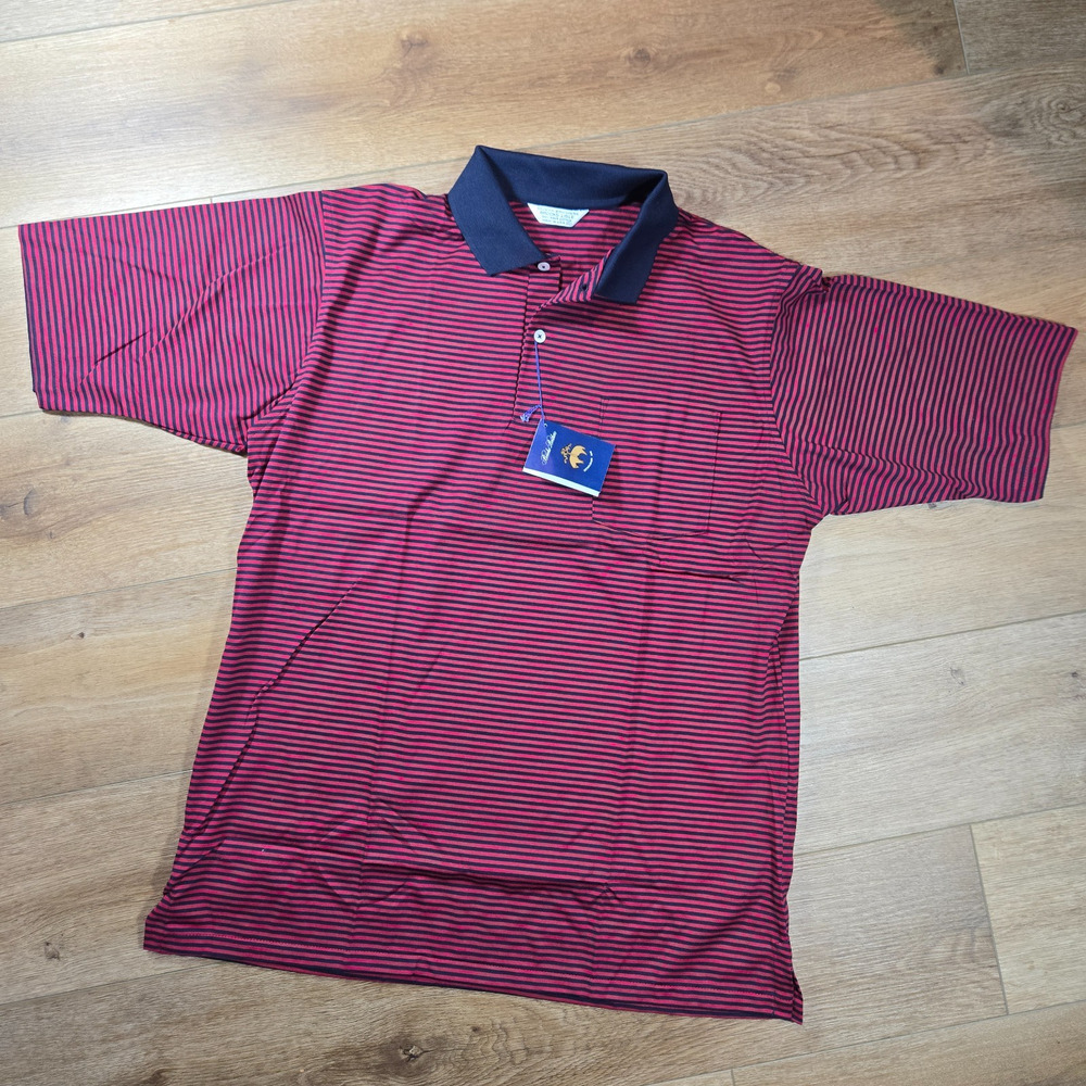 Vintage NWT Brooks Brothers Polo Men’s XL Teal Striped 100% Pima Cotton USA Made